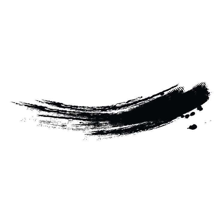 Mascara nera, pennello, traccia di pennello