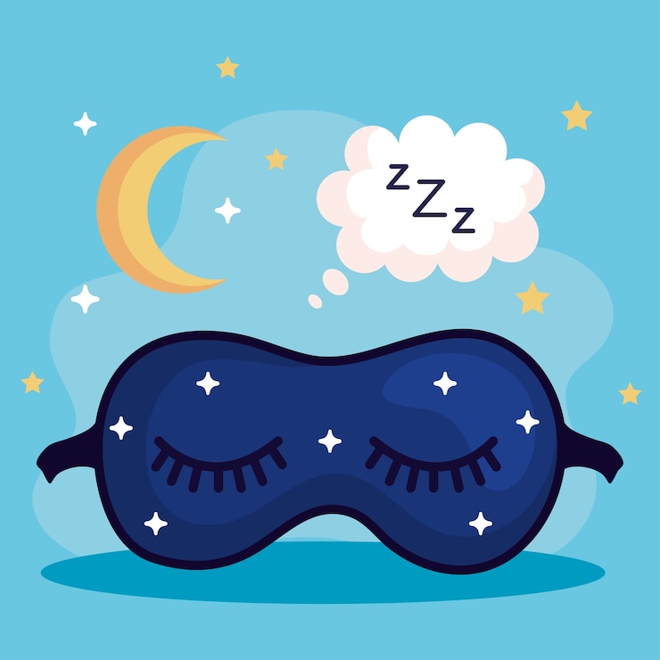 Vettore maschera di insonnia bolla e design della luna, tema del sonno e della notte