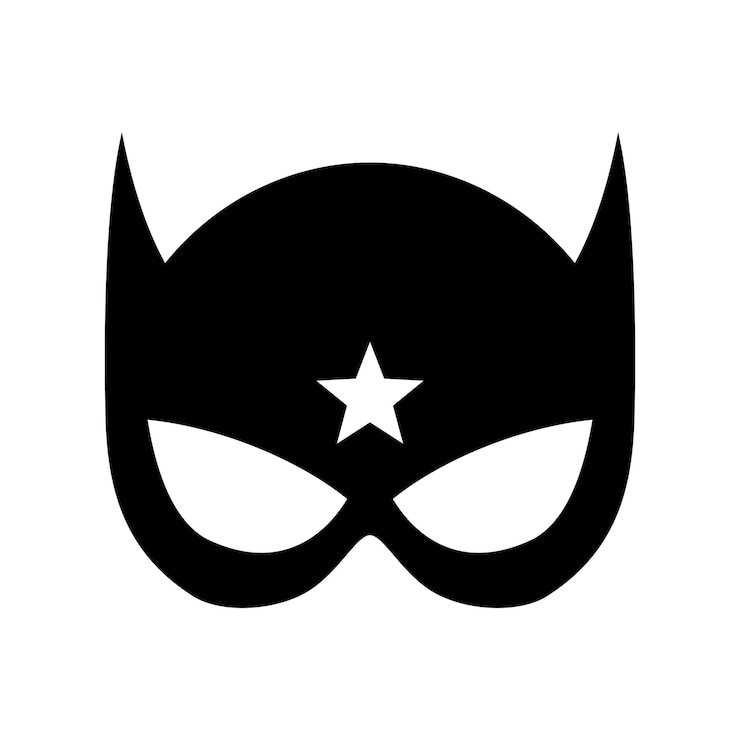 Vettore maschera di supereroe icona nera maschera facciale di supereroe e maschera maschera di personaggio dei fumetti