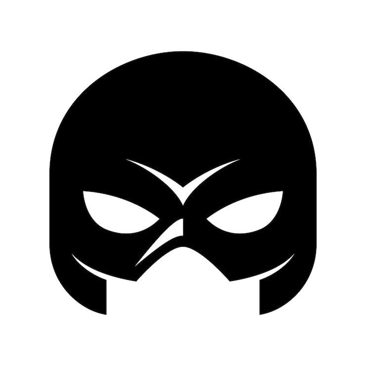Vettore maschera di supereroe icona nera maschera facciale di supereroe e maschera maschera di personaggio dei fumetti