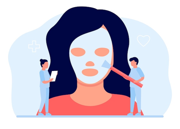 Maschera facciale sul viso della donna cura della pelle cosmetologia concetto cura della procedura cosmetica sul viso