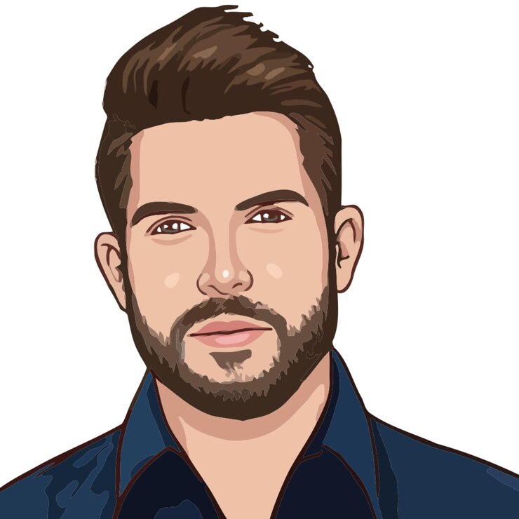Maschio caucasico bello con la barba