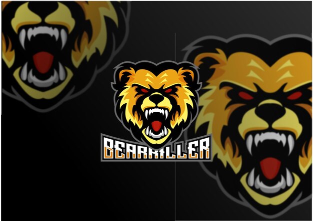 Mascotte del design esport del logo dell'orso killer