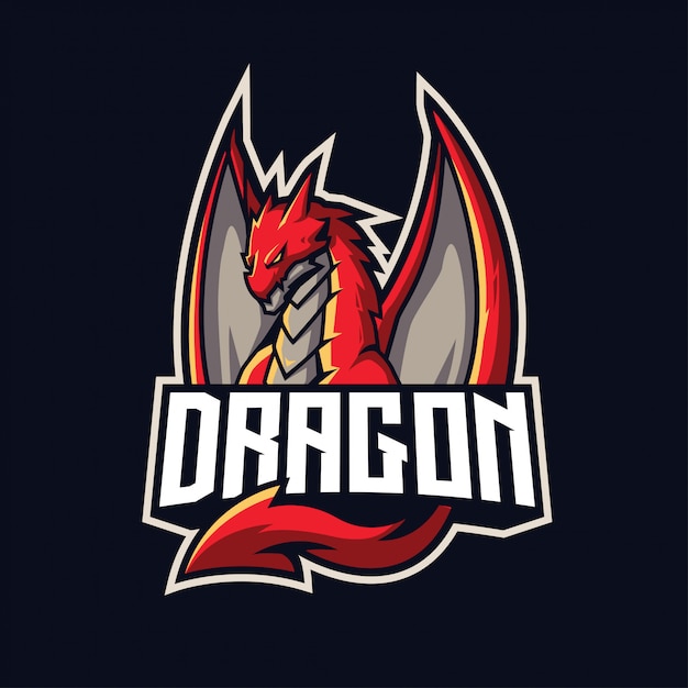 mascotte del drago per sport ed esports logo isolato