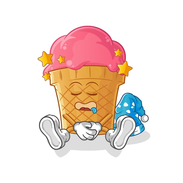 Mascotte del fumetto del carattere di sonno del gelato