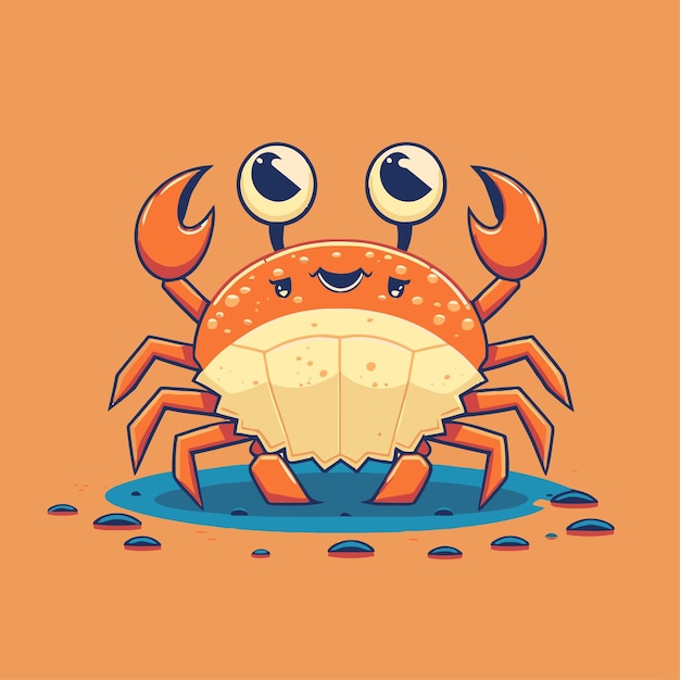 Mascotte del logo del personaggio del granchio in animale marino dell'illustrazione di stile del fumetto di vettore
