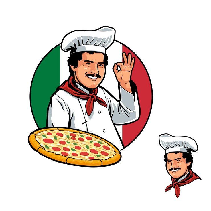 Vettore mascotte dello chef di pizza italiano