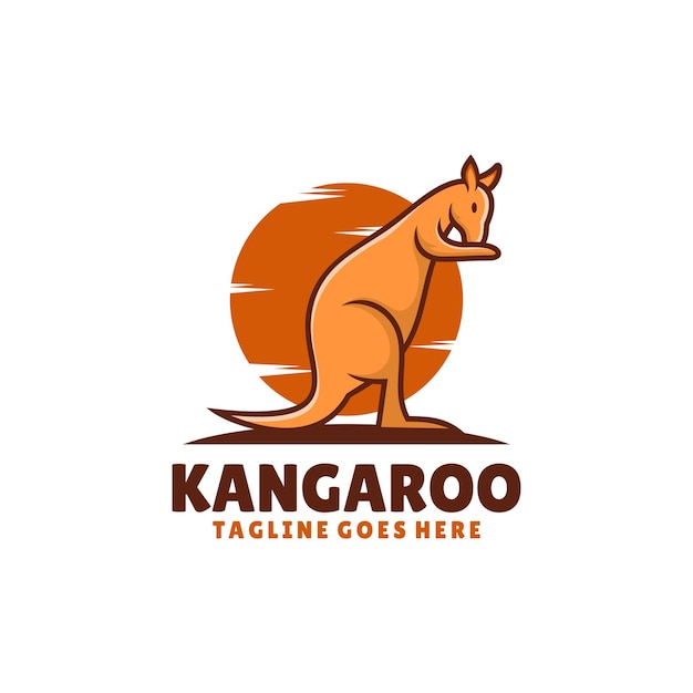 Mascotte di vettore di disegno di logo di canguro