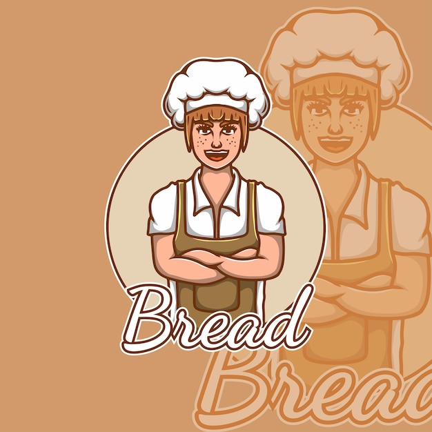 mascotte logo donna pane panificio bakeshop