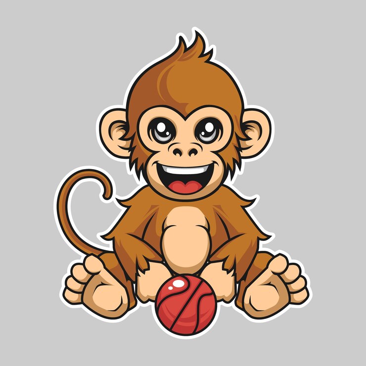 Vettore mascotte scimmia logo personaggio scimmia vettore scimmia adesivo illustrazione