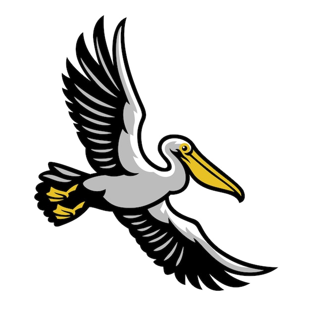 Mascotte volante uccello pellicano