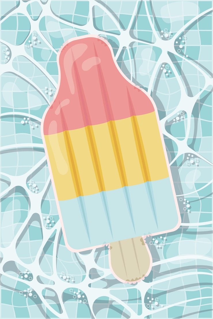 Vettore materassino gonfiabile a forma di gelato in piscina festa in piscina vacanza al mare