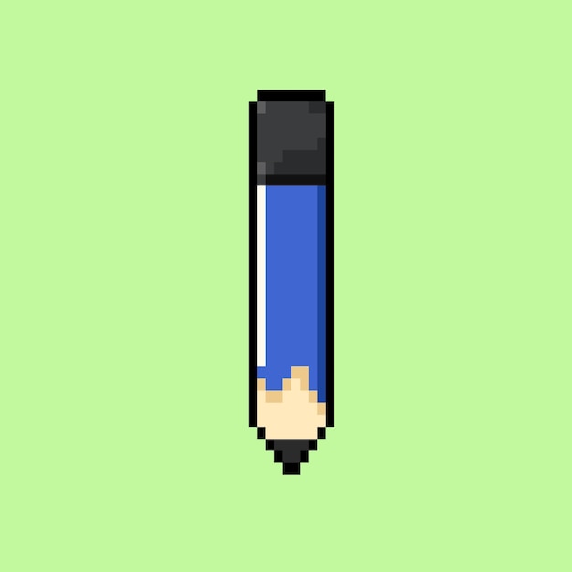 matita blu con stile pixel art