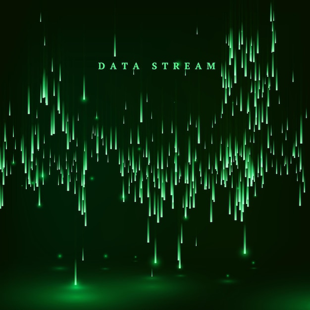 Matrice. Sfondo di colore verde in stile matrice. Flusso di dati. Blocco dati casuale in caduta. Cyberspazio o visualizzazione della realtà virtuale. Illustrazione vettoriale