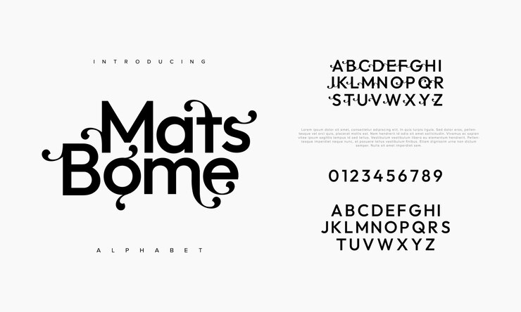 Vettore matsbome premium lusso elegante alfabeto lettere e numeri elegante tipografia nuziale classica