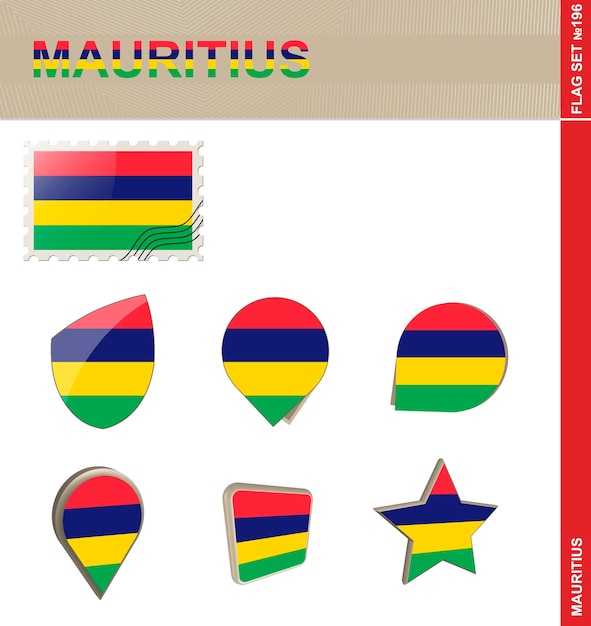 Mauritius Flag Set Flag Set 196 vettore