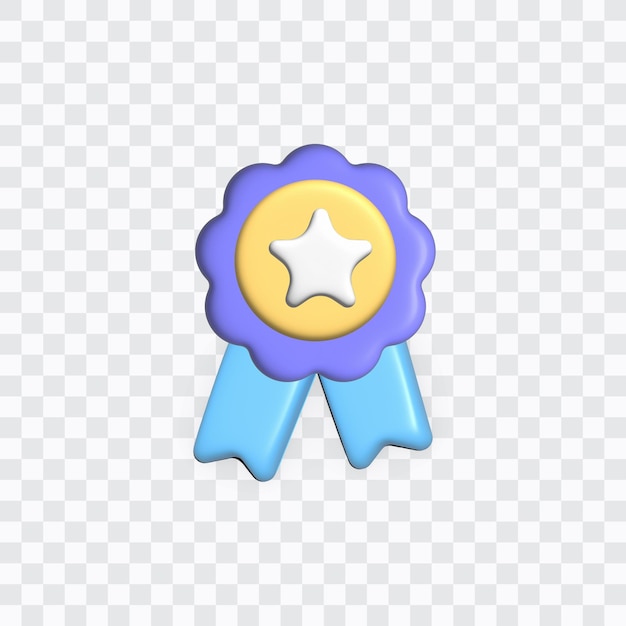Medaglia del vincitore con stella e nastroCertificate Badge icona vettoriale 3d