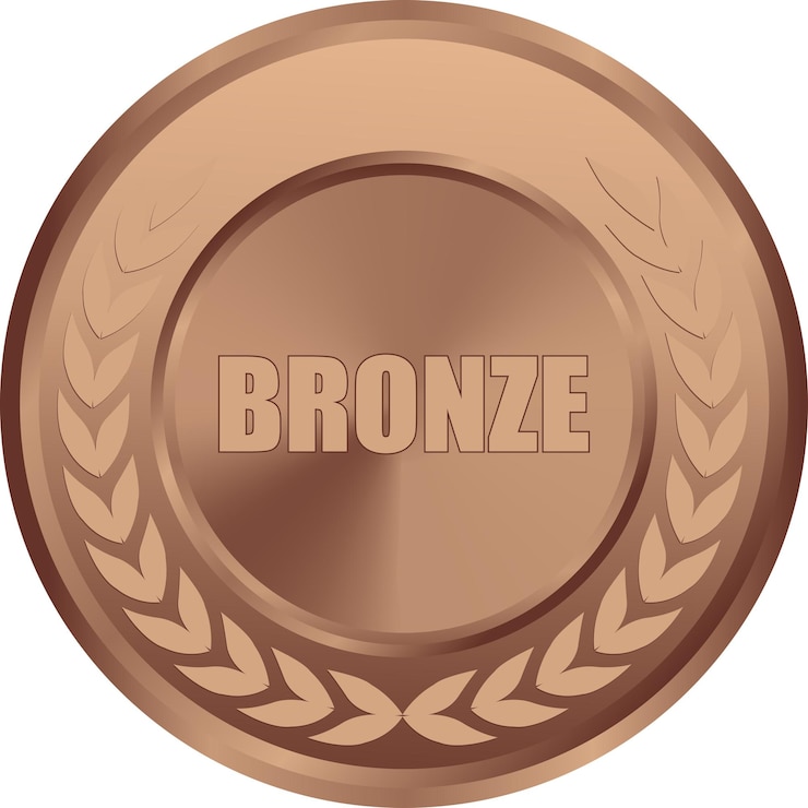 Vettore medaglia di bronzo realistica vettore primo premio di bronzo primo premio bronze challenge award medaglia vincitore primo posto trofeo vincitore di moneta di bronzo