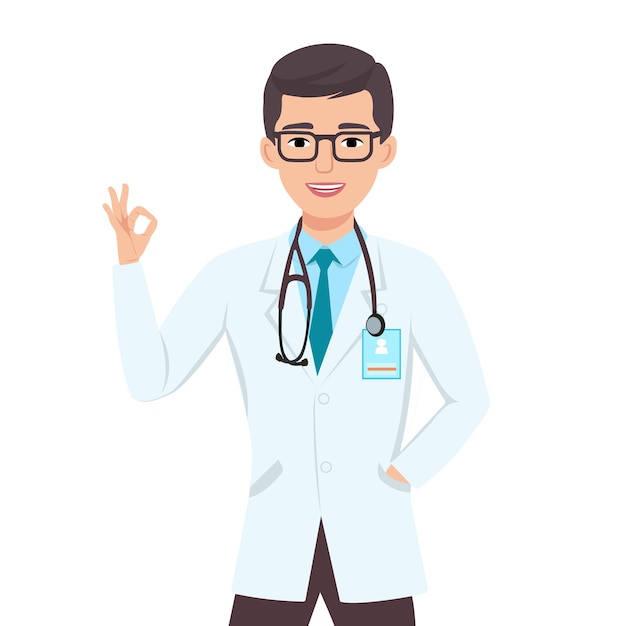 Medici con stetoscopio Gruppo di studenti di medicina o infermieri Illustrazione vettoriale