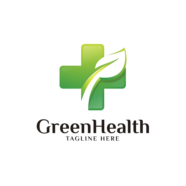 Medico croce e natura verde foglia logo