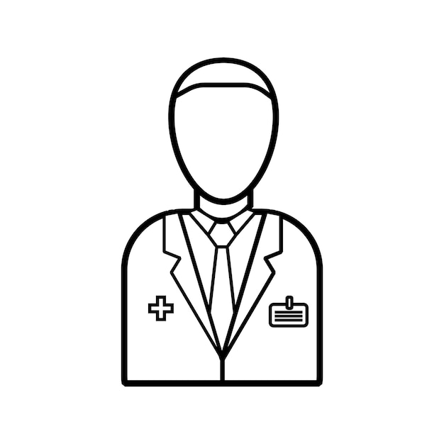 Medico di sesso maschile in camice bianco con un operatore sanitario distintivo per il trattamento delle malattie
