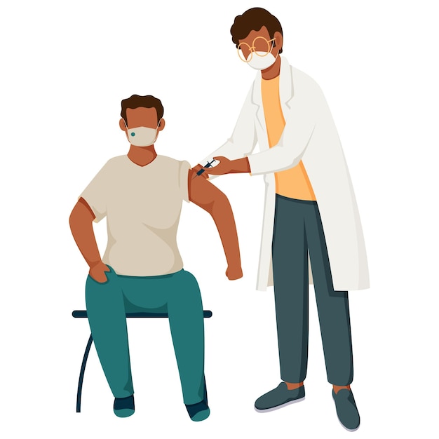 Medico e paziente durante la vaccinazione