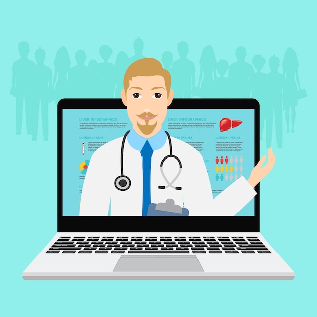 Medico fuori dal monitor dello schermo Salute del servizio informatico Concetti di design moderni