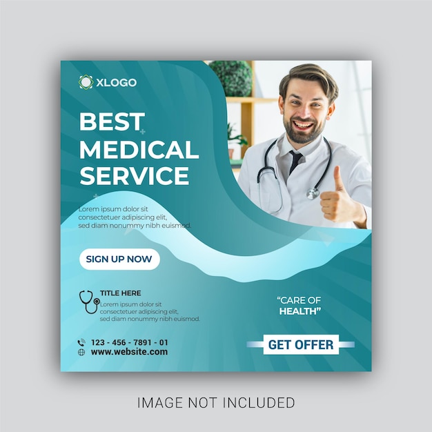 medico social media sanitario facebook instagram banner vettore post