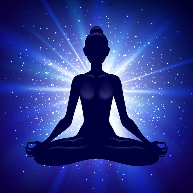 Meditando donna nella posa del loto. Illustrazione di yoga