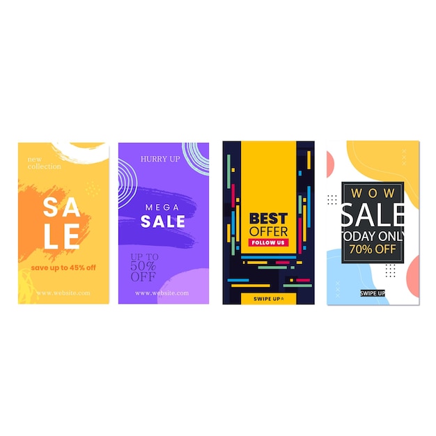 Mega set di abstract trendy design per storie con effetto di dispersione Template modificabile per social