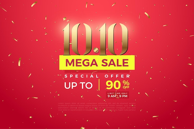 Mega vendita e sconto su sfondo rosso