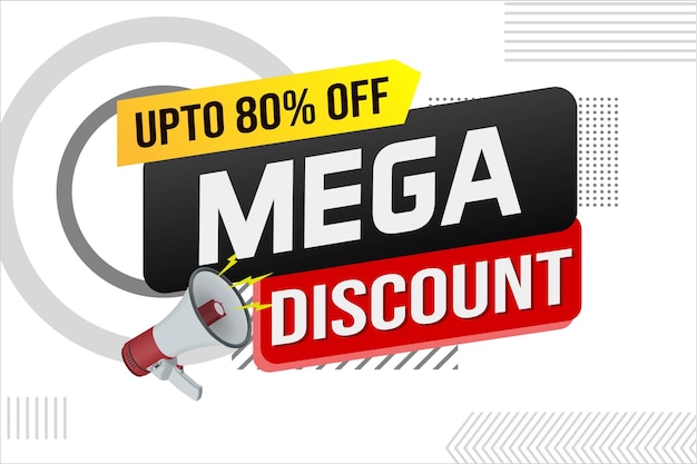 Mega vendita parola concetto vettoriale illustrazione e 3D stile landing page modello ui web mobile app