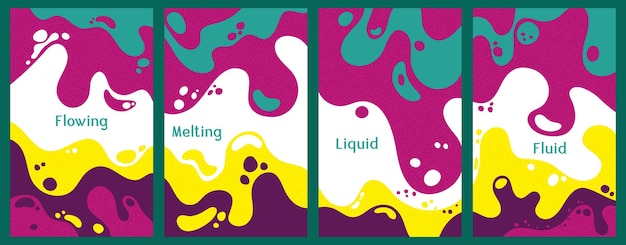 Melting vibrant waves pattern summer front pages Bubble splashes and streams vector pack box covers