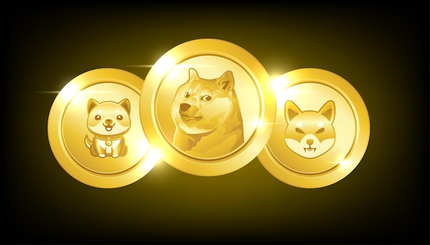 Meme Doge criptovaluta. Moneta del Doge, Shiba Inu, Baby Doge.