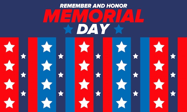 Memorial Day negli Stati Uniti Ricorda e onora le vacanze Poster del vettore delle forze armate degli Stati Uniti