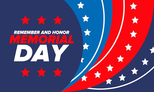 Memorial Day negli Stati Uniti Ricorda e onora le vacanze Poster del vettore delle forze armate degli Stati Uniti