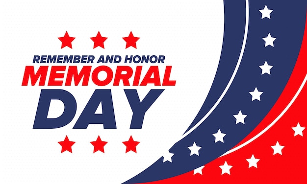 Memorial Day negli Stati Uniti Ricorda e onora le vacanze Poster del vettore delle forze armate degli Stati Uniti