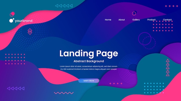 Memphis Gradient abstract landing page design premium vector