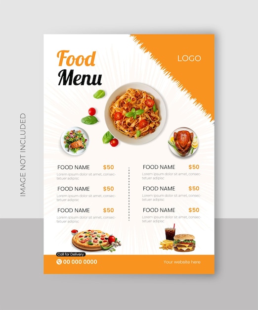 Menu alimentare semplice per ristoranti