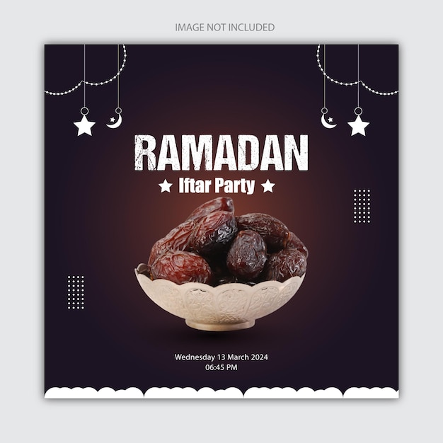 Menu alimentare speciale di Ramadan Kareem post sui social media o progettazione di annunci