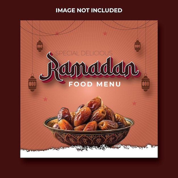 Menu alimentare speciale per il Ramadan disegno modello di post sui social media