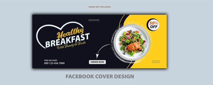 Vettore menu del cibo e vettore del modello di copertina di facebook del ristorante