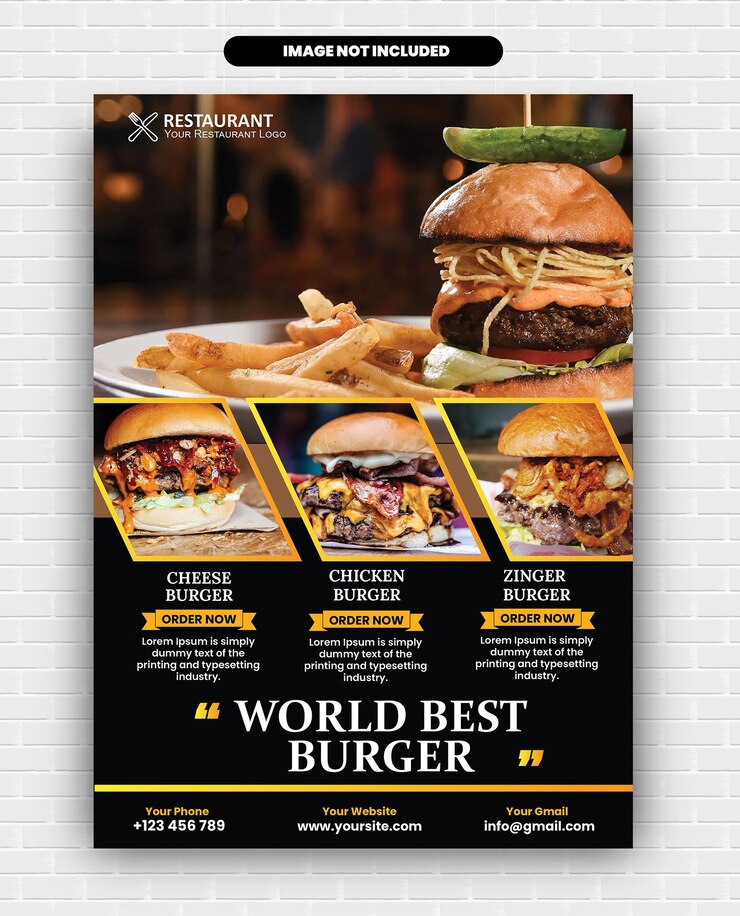 Vettore menu del ristorante burger flyer