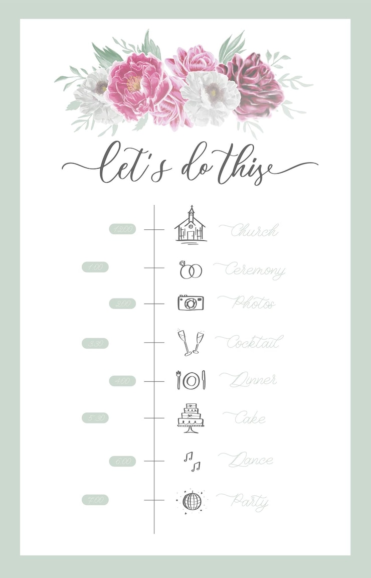 Vettore menu della sequenza temporale del matrimonio il giorno del matrimonio con fiore ad acquerello disegno vettoriale di sfondo artistico floreale astratto per il modello di copertina del matrimonio e vip