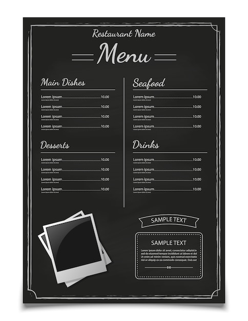 Menu design del ristorante