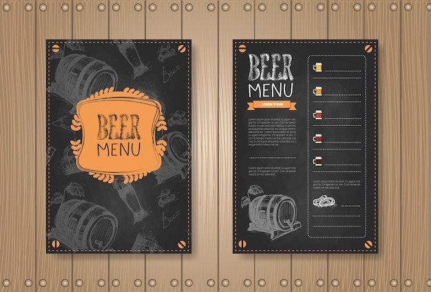 Menu di birra scenografia per ristorante Cafe Pub col gesso