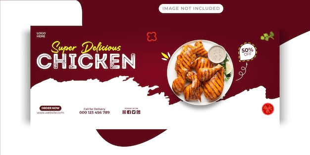 Menu di cibo e modello di copertina dei social media del ristorante