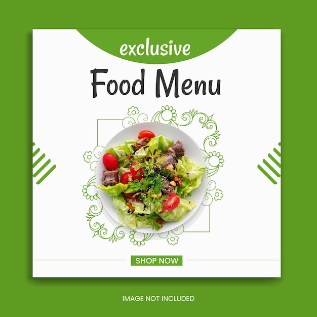Menu di cibo esclusivo banner sui social media Modello di Instagram Post di Facebook