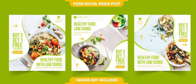 Menu di cibo fresco sano o menu dietetico per il menu di promozione del ristorante contenuto dei social media post poster modello di banner volantino