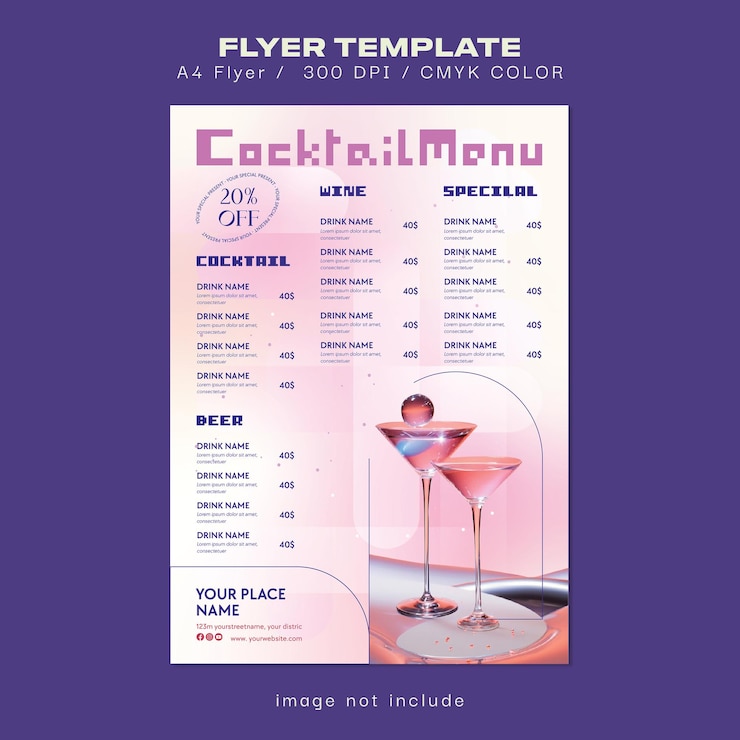 Vettore menu di cocktail